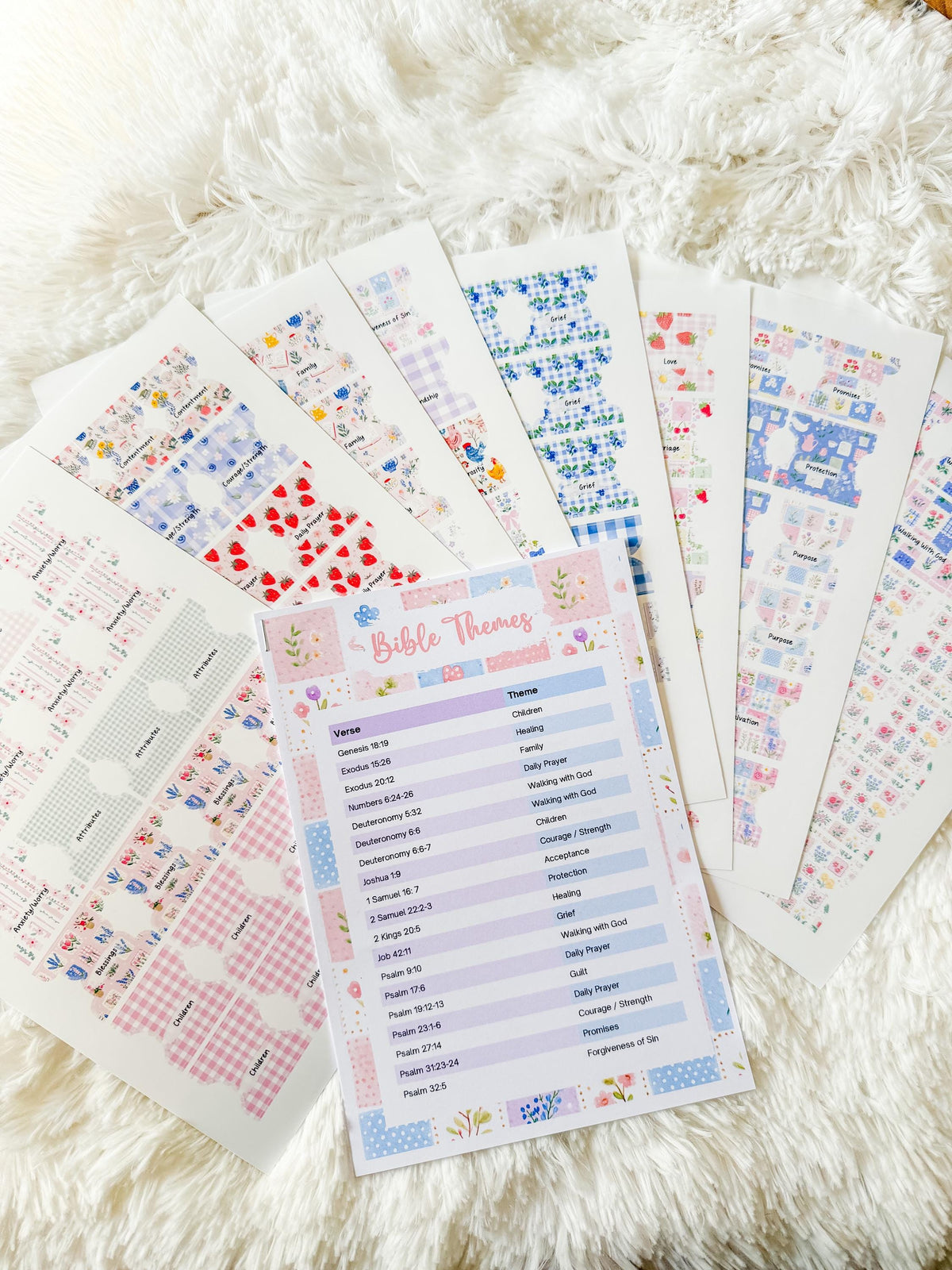Fruit of the Spirit Prayer Bible Topical Tabs in Floral Farmhouse Patchwork