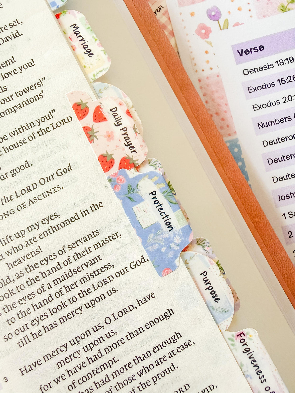 Fruit of the Spirit Prayer Bible Topical Tabs in Floral Farmhouse Patchwork
