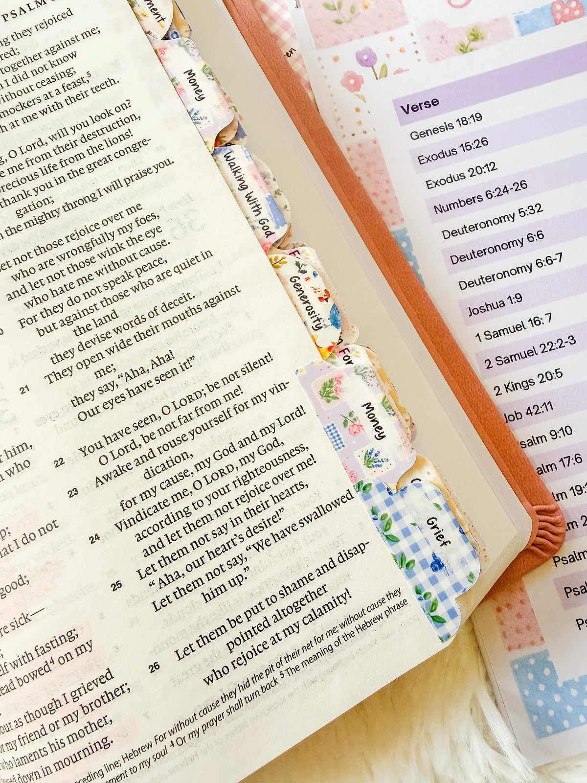 Fruit of the Spirit Prayer Bible Topical Tabs in Floral Farmhouse Patchwork