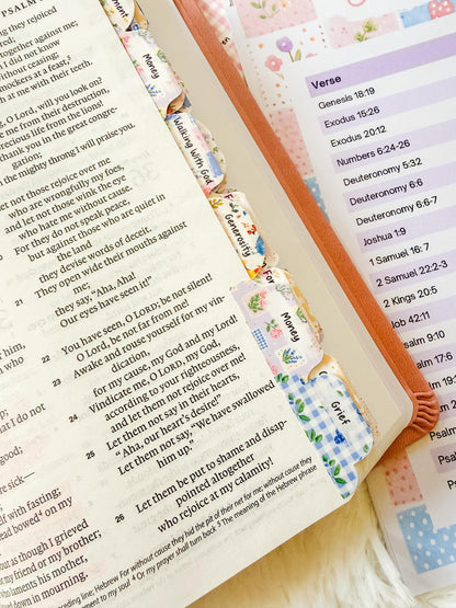Fruit of the Spirit Prayer Bible Topical Tabs in Floral Farmhouse Patchwork