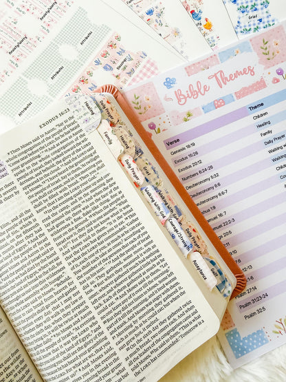 Fruit of the Spirit Prayer Bible Topical Tabs in Floral Farmhouse Patchwork