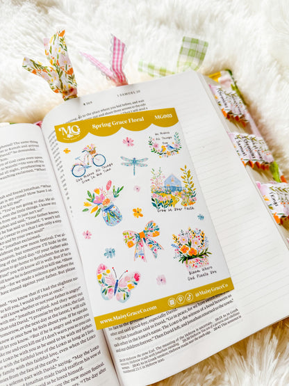 Spring Bible Journaling Sticker Sheet Grace Floral Collection