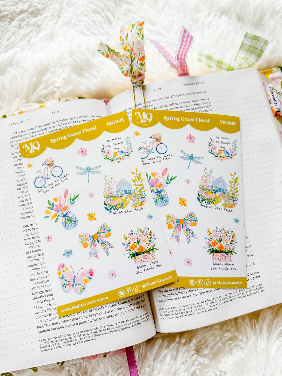 Spring Bible Journaling Sticker Sheet Grace Floral Collection