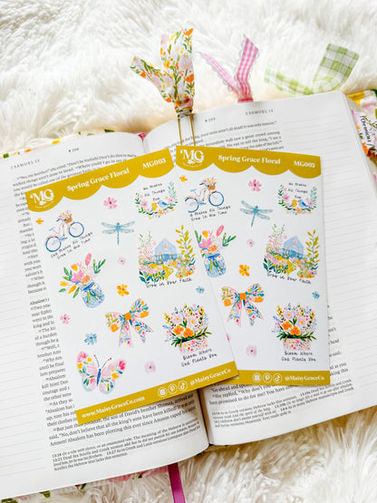 Spring Bible Journaling Sticker Sheet Grace Floral Collection