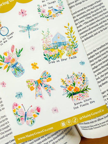 Spring Bible Journaling Sticker Sheet Grace Floral Collection