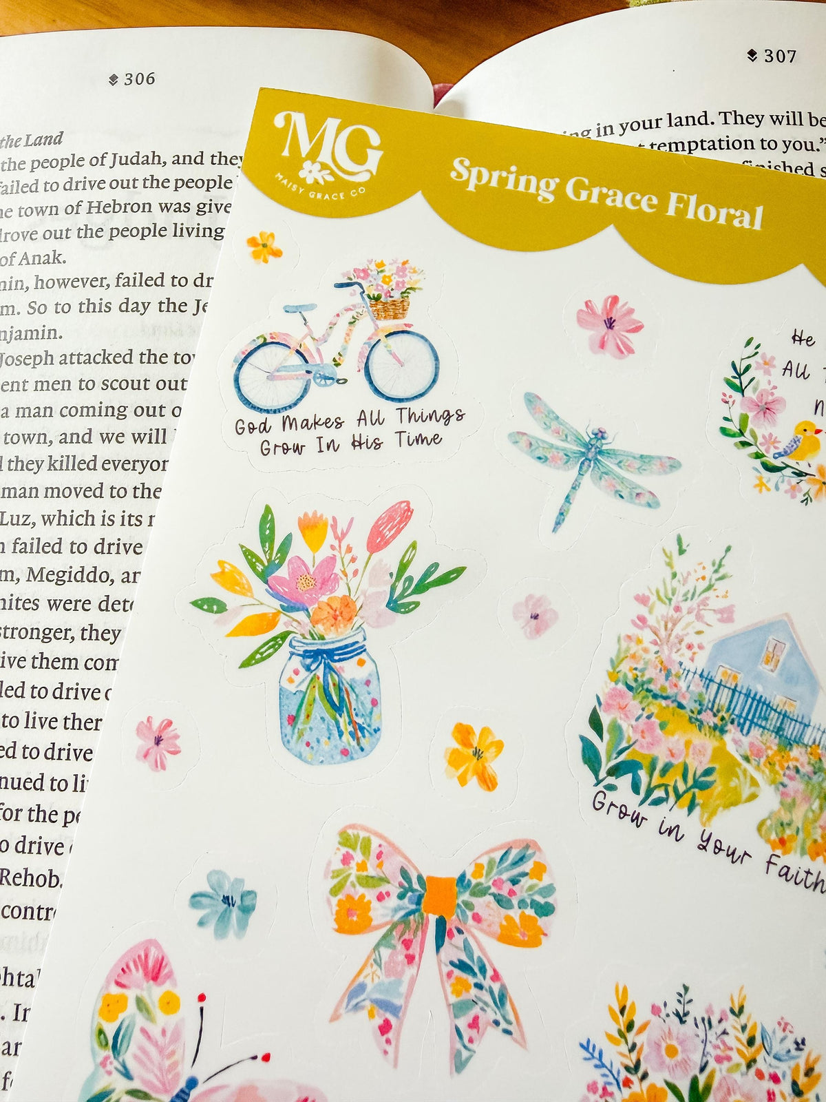 Spring Bible Journaling Sticker Sheet Grace Floral Collection
