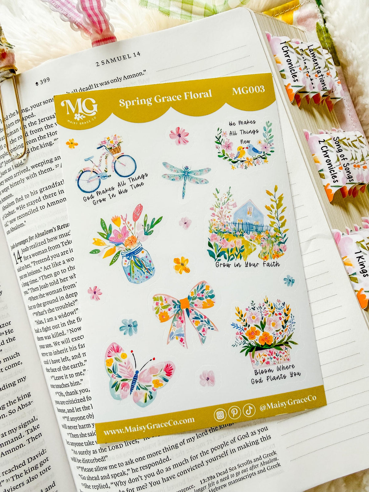 Spring Bible Journaling Sticker Sheet Grace Floral Collection