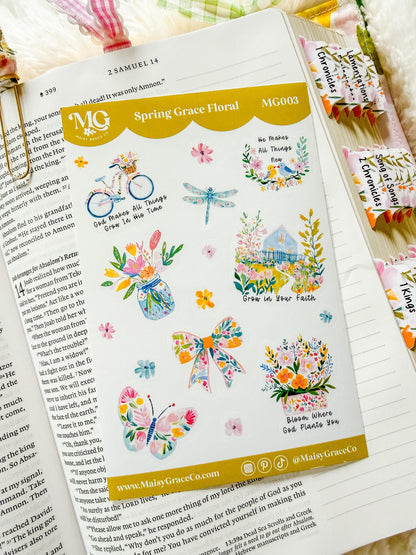 Spring Bible Journaling Sticker Sheet Grace Floral Collection
