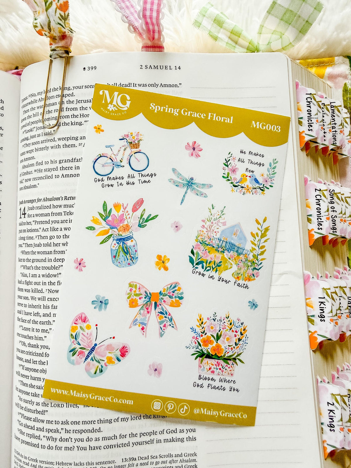 Spring Bible Journaling Sticker Sheet Grace Floral Collection
