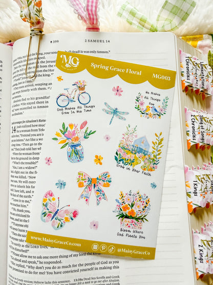 Spring Bible Journaling Sticker Sheet Grace Floral Collection