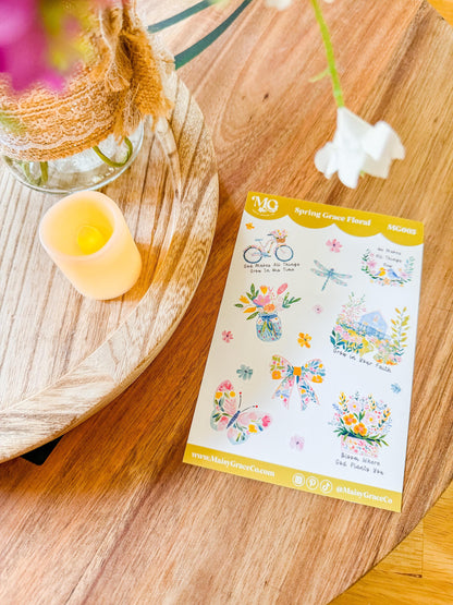 Spring Bible Journaling Sticker Sheet Grace Floral Collection