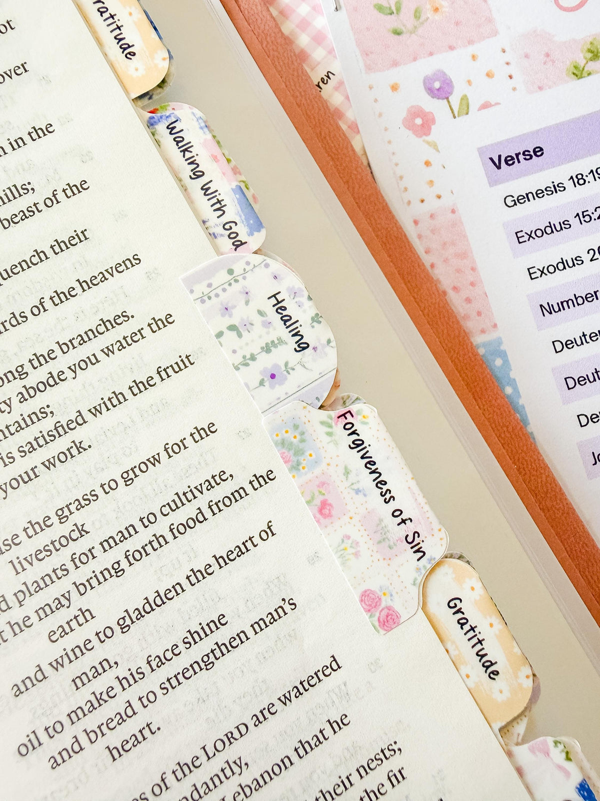 Fruit of the Spirit Prayer Bible Topical Tabs in Floral Farmhouse Patchwork