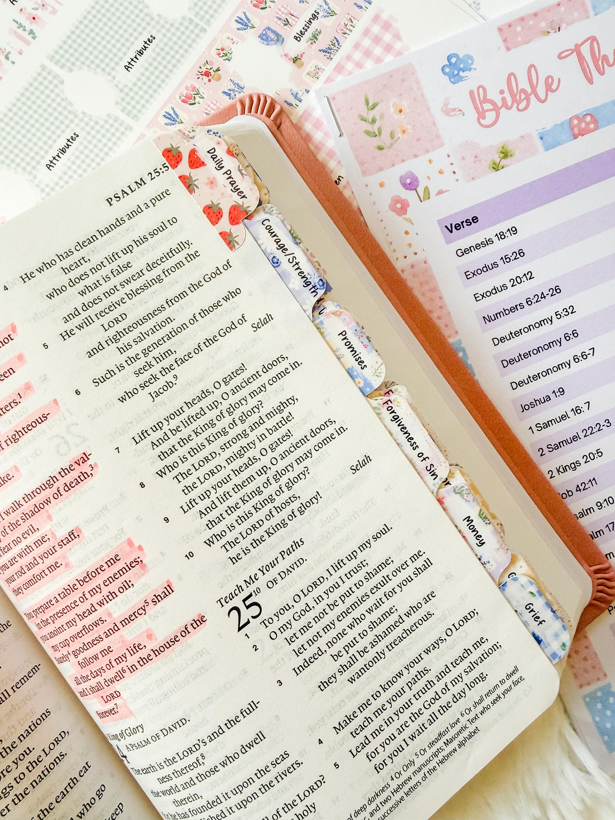 Fruit of the Spirit Prayer Bible Topical Tabs in Floral Farmhouse Patchwork