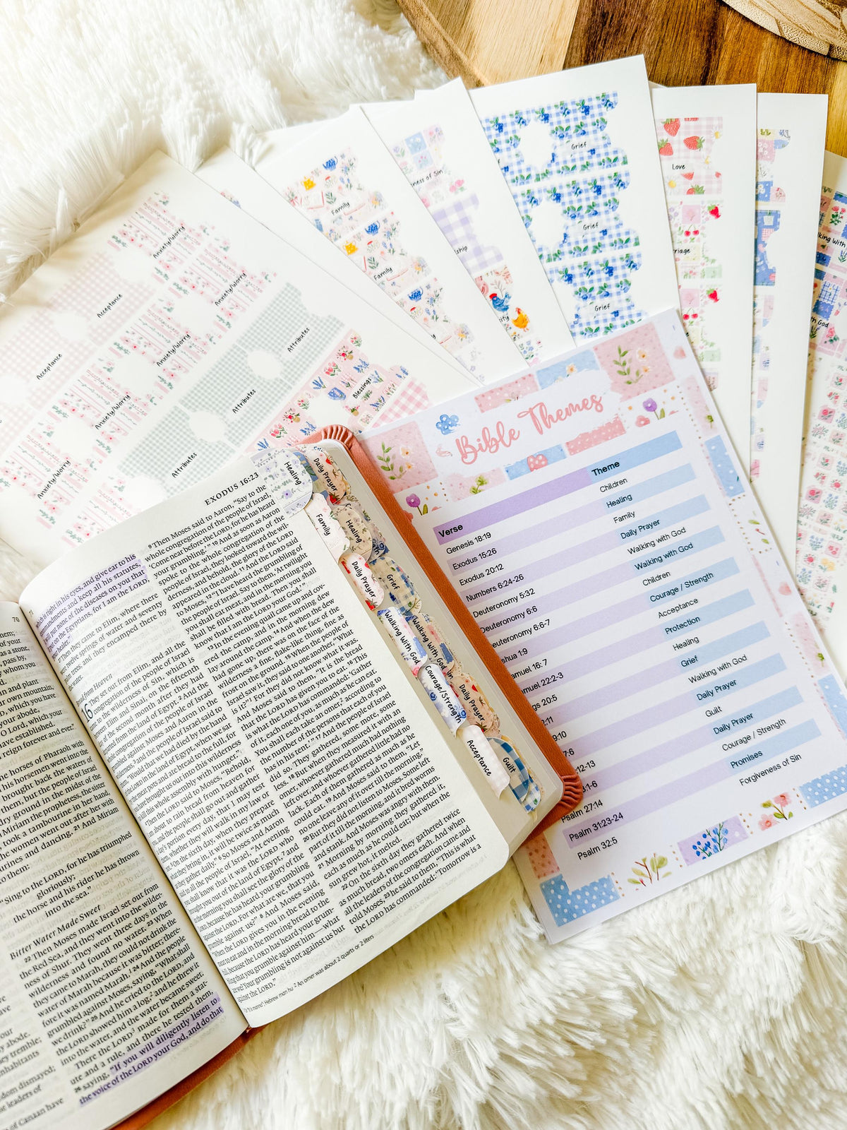 Fruit of the Spirit Prayer Bible Topical Tabs in Floral Farmhouse Patchwork