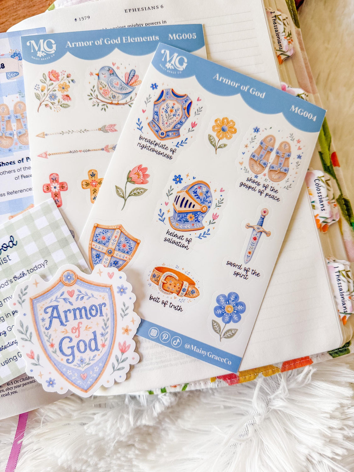 Armor of God Bible Journaling Tip-ins and Sticker Collection