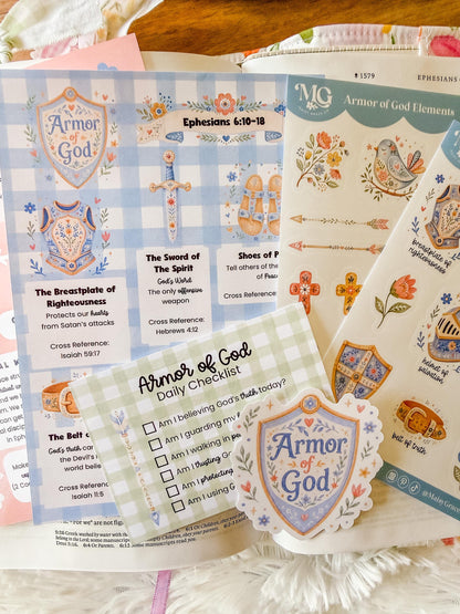 Armor of God Bible Journaling Tip-ins and Sticker Collection