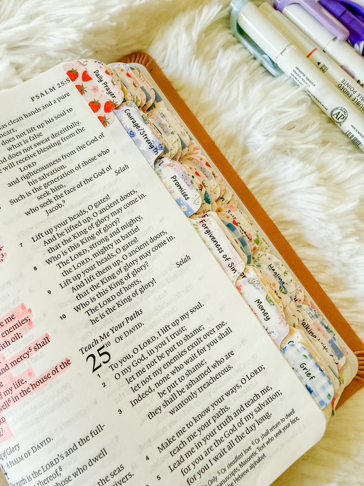 Fruit of the Spirit Prayer Bible Topical Tabs in Floral Farmhouse Patchwork