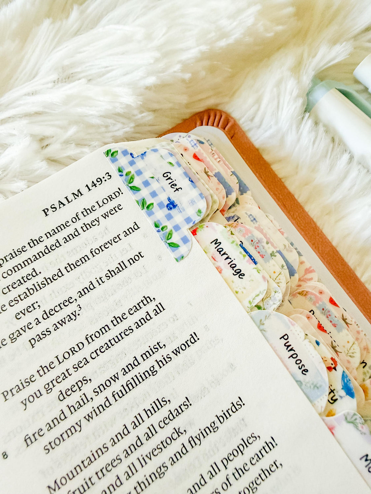 Fruit of the Spirit Prayer Bible Topical Tabs in Floral Farmhouse Patchwork