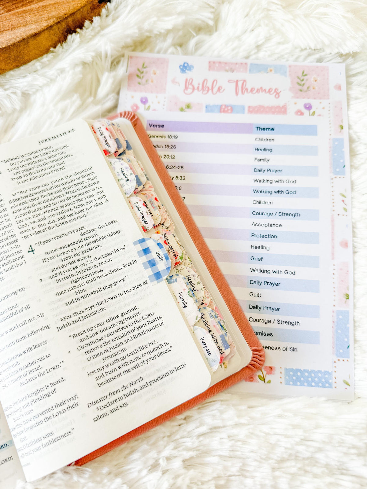 Fruit of the Spirit Prayer Bible Topical Tabs in Floral Farmhouse Patchwork