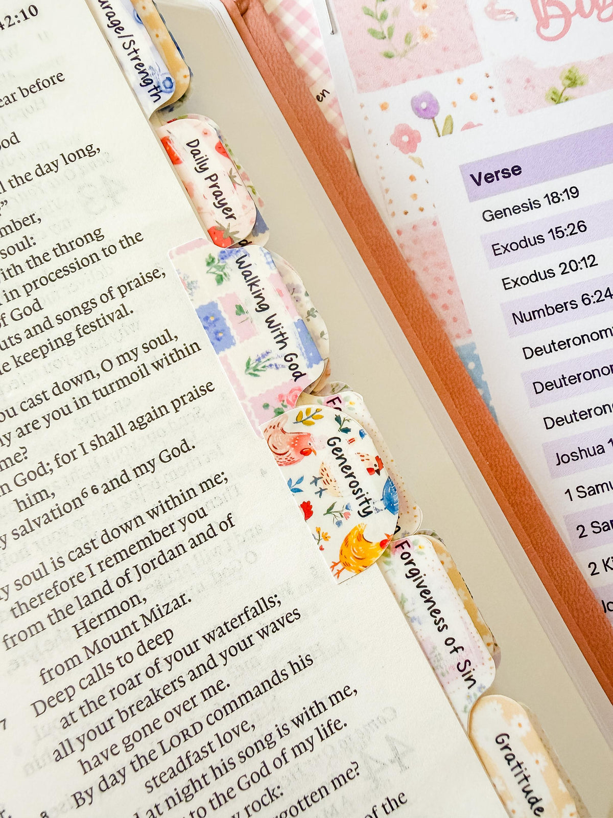 Fruit of the Spirit Prayer Bible Topical Tabs in Floral Farmhouse Patchwork