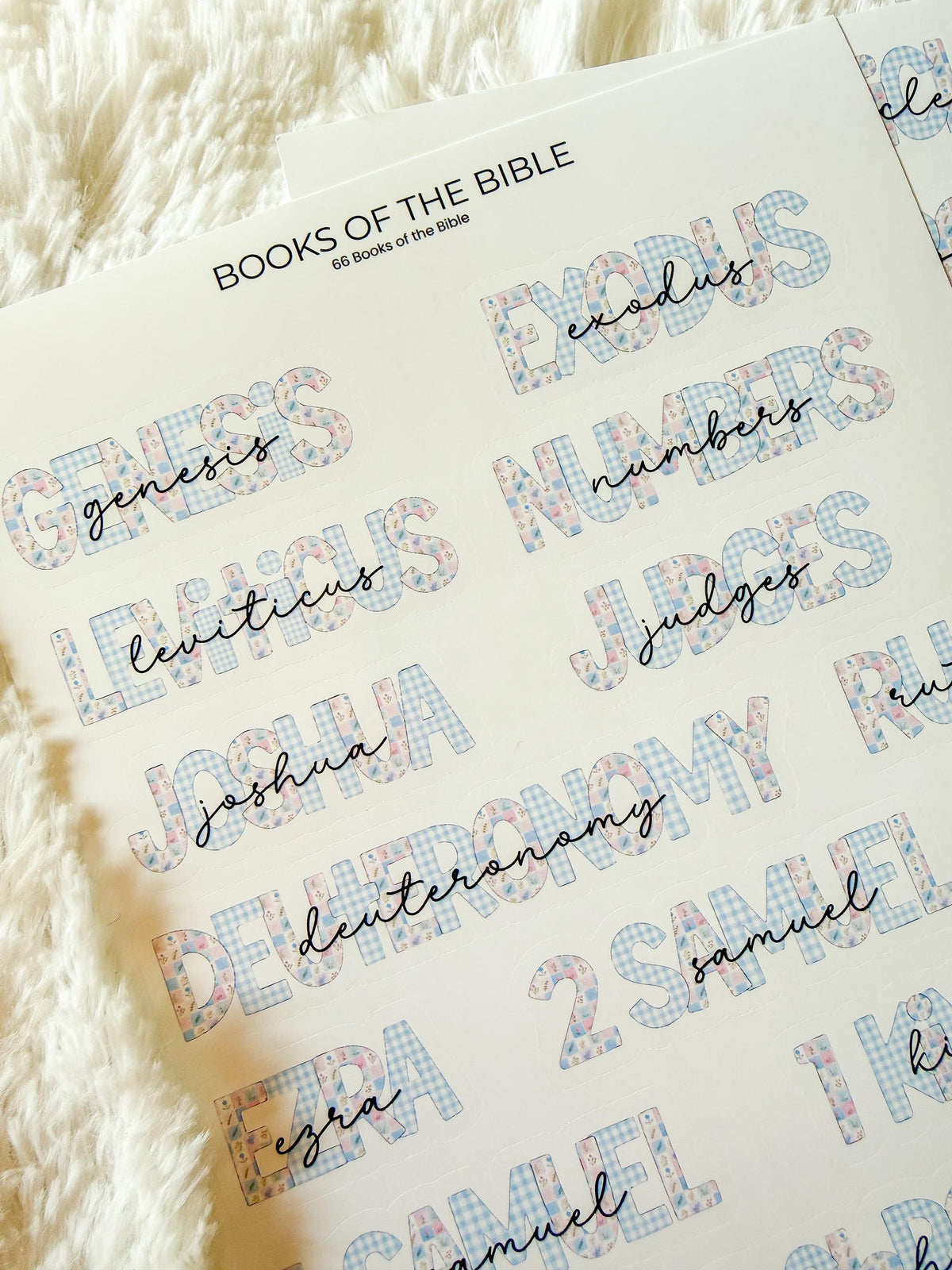 Books of the Bible Header Stickers Blue Farmhouse Patchwork