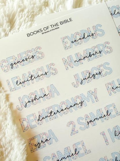 Books of the Bible Header Stickers Blue Farmhouse Patchwork
