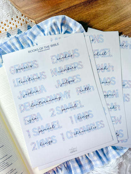 Books of the Bible Header Stickers Blue Farmhouse Patchwork