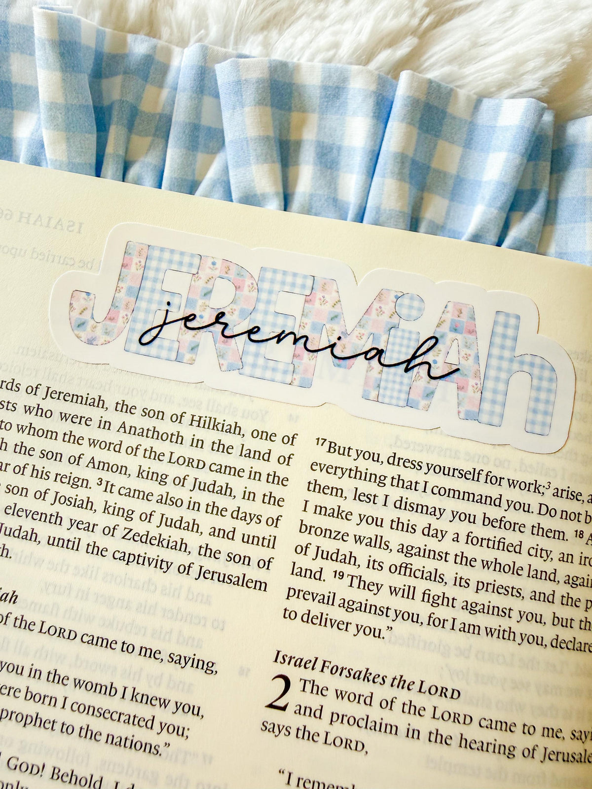 Books of the Bible Header Stickers Blue Farmhouse Patchwork
