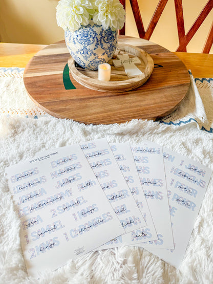 Books of the Bible Header Stickers Blue Farmhouse Patchwork