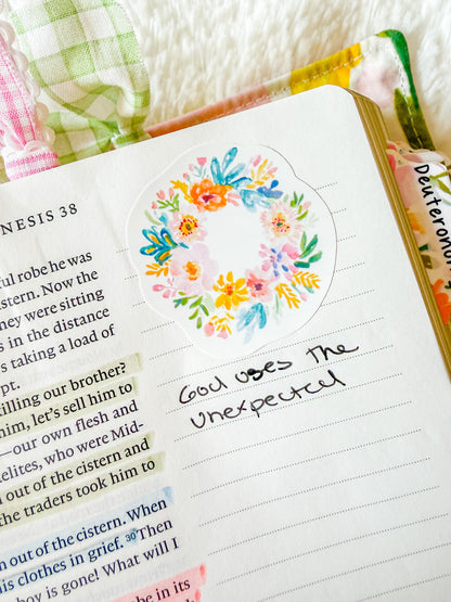 Watercolor Floral Bible Journaling Sticker Sheet Grace Floral Collection
