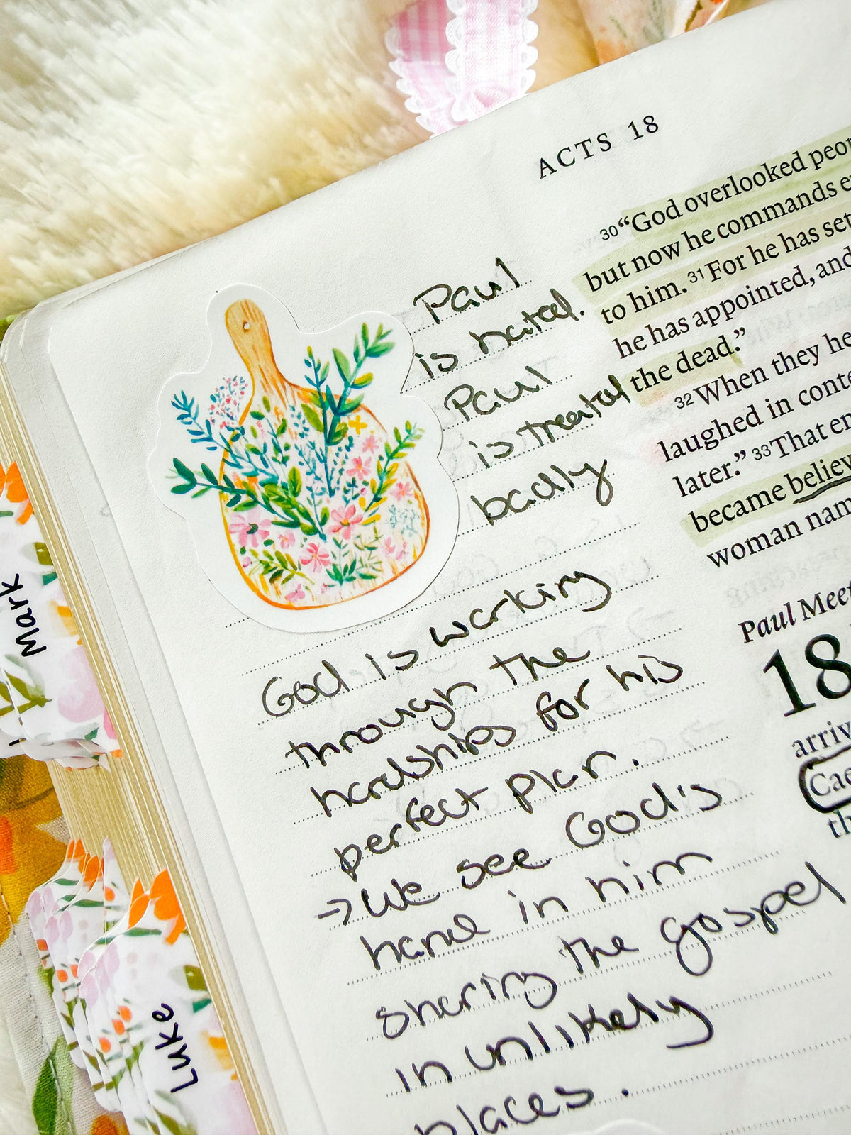 Watercolor Floral Bible Journaling Sticker Sheet Grace Floral Collection