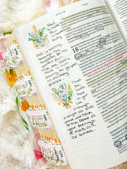 Watercolor Floral Bible Journaling Sticker Sheet Grace Floral Collection