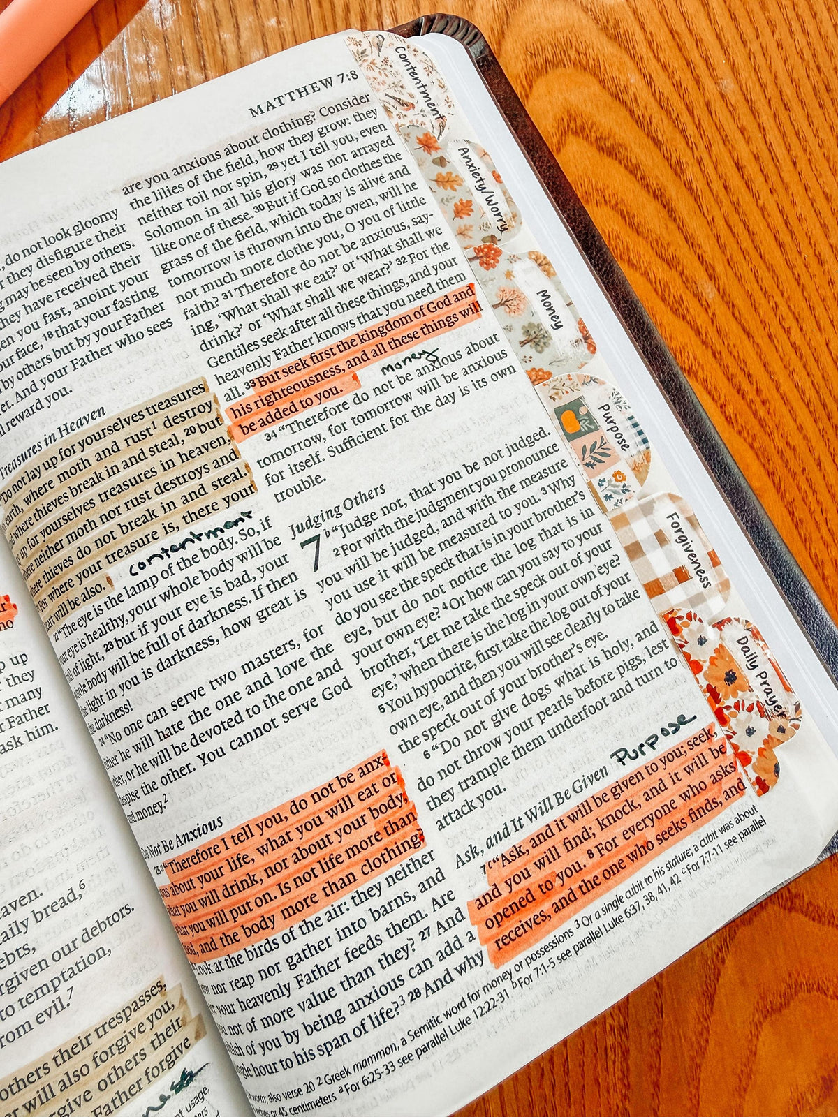 Autumn Prayer Bible Kit Topical Tabs in Boho Neutrals
