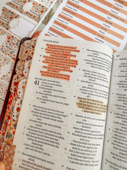 Autumn Prayer Bible Kit Topical Tabs in Boho Neutrals