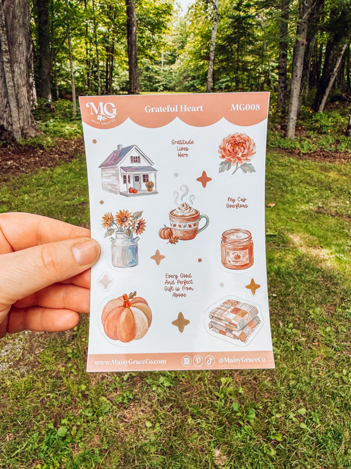 Grateful Heart Fall Faith Bible Journaling Stickers Sheet