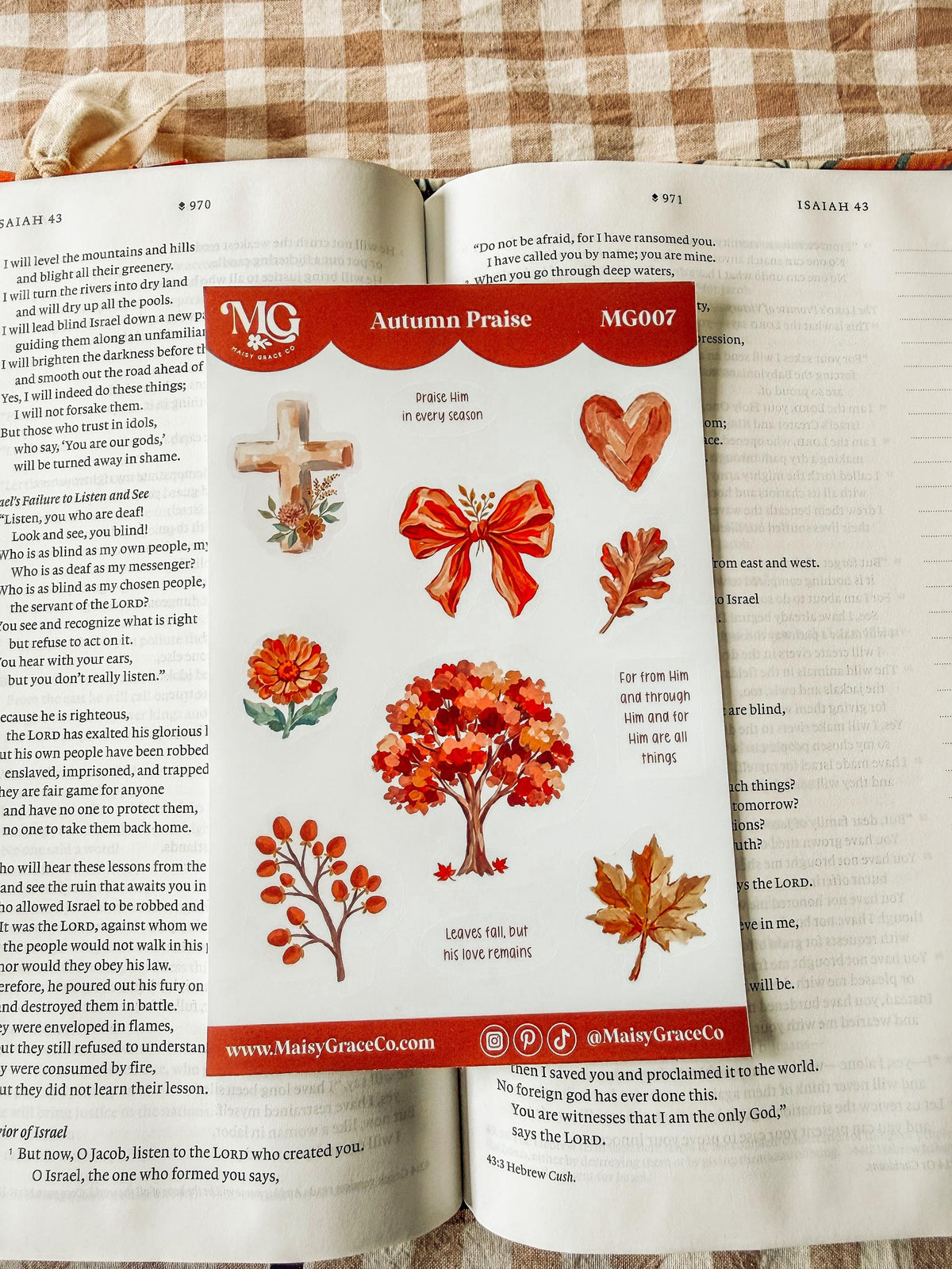 Set of 4 Autumn Fall Faith Bible Journaling Stickers Sheets