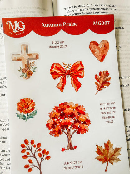 Autumn Praise Fall Faith Bible Journaling Stickers Sheet