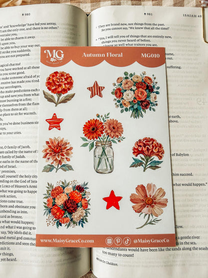 Set of 4 Autumn Fall Faith Bible Journaling Stickers Sheets