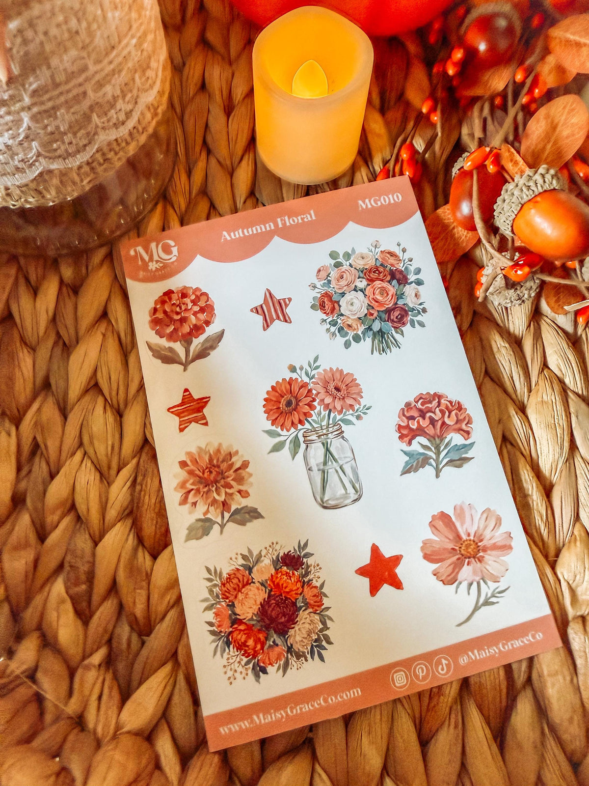 Set of 4 Autumn Fall Faith Bible Journaling Stickers Sheets
