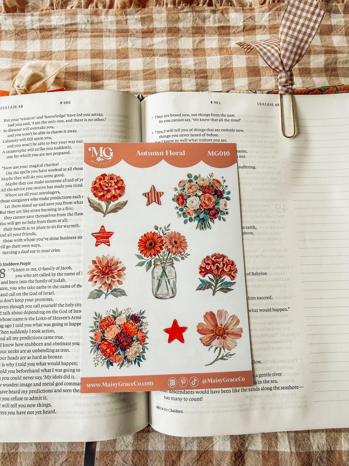 Autumn Floral Faith Bible Journaling Stickers Sheet