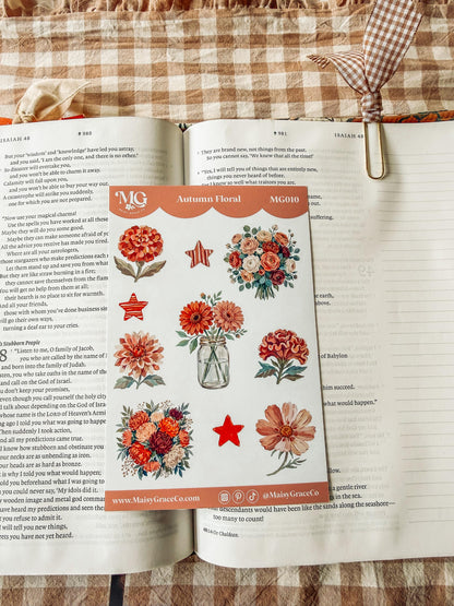Autumn Floral Faith Bible Journaling Stickers Sheet