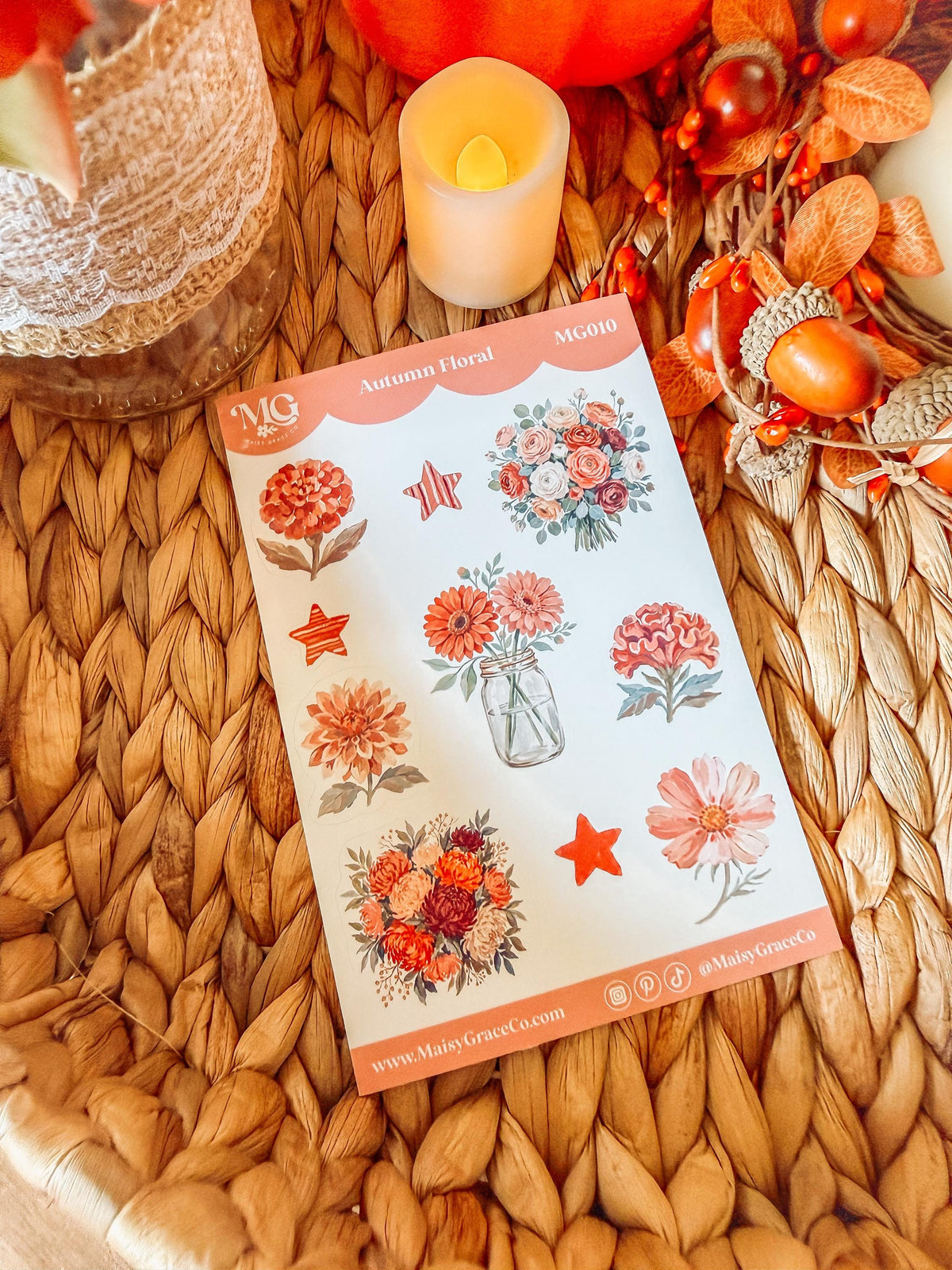 Autumn Floral Faith Bible Journaling Stickers Sheet