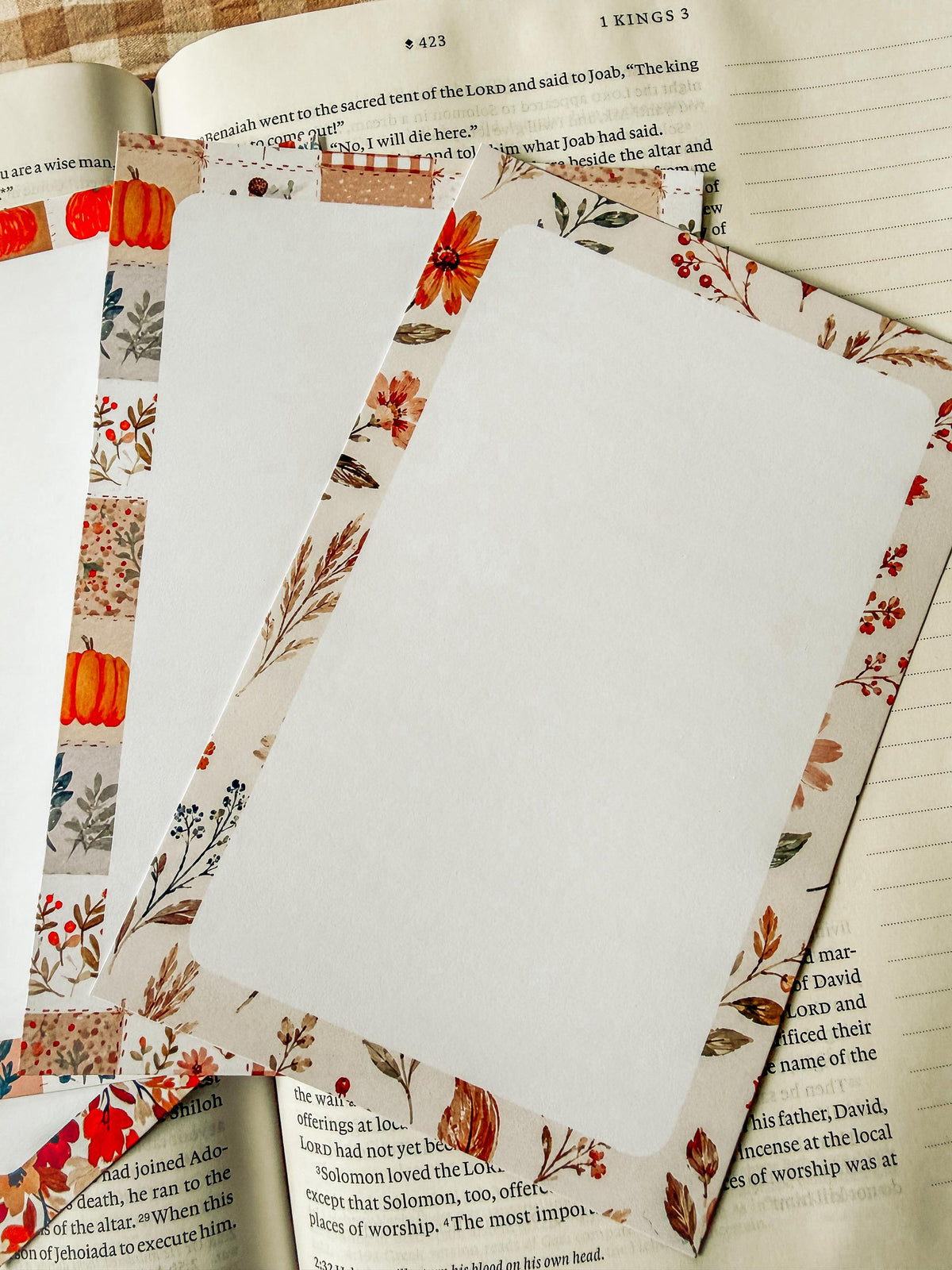 Printable Notepad Stationery Set: Fall Floral Boho Letter Writing Paper (Digital Download)