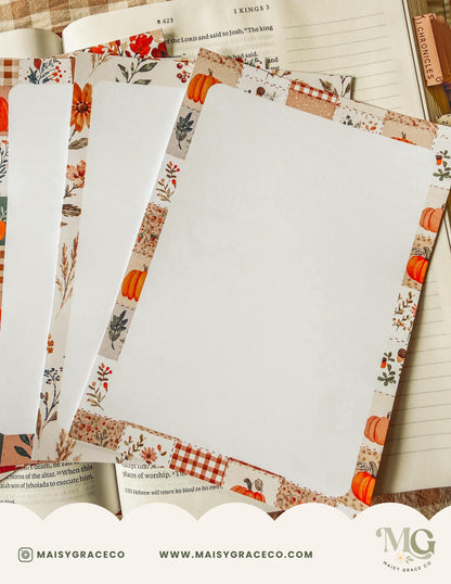 Printable Notepad Stationery Set: Fall Floral Boho Letter Writing Paper (Digital Download)
