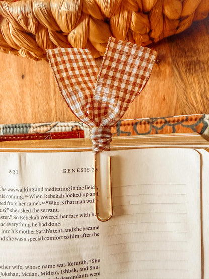 Boho Fall Floral and Gingham Paperclip Page Marker Bookmarks, Set of 2