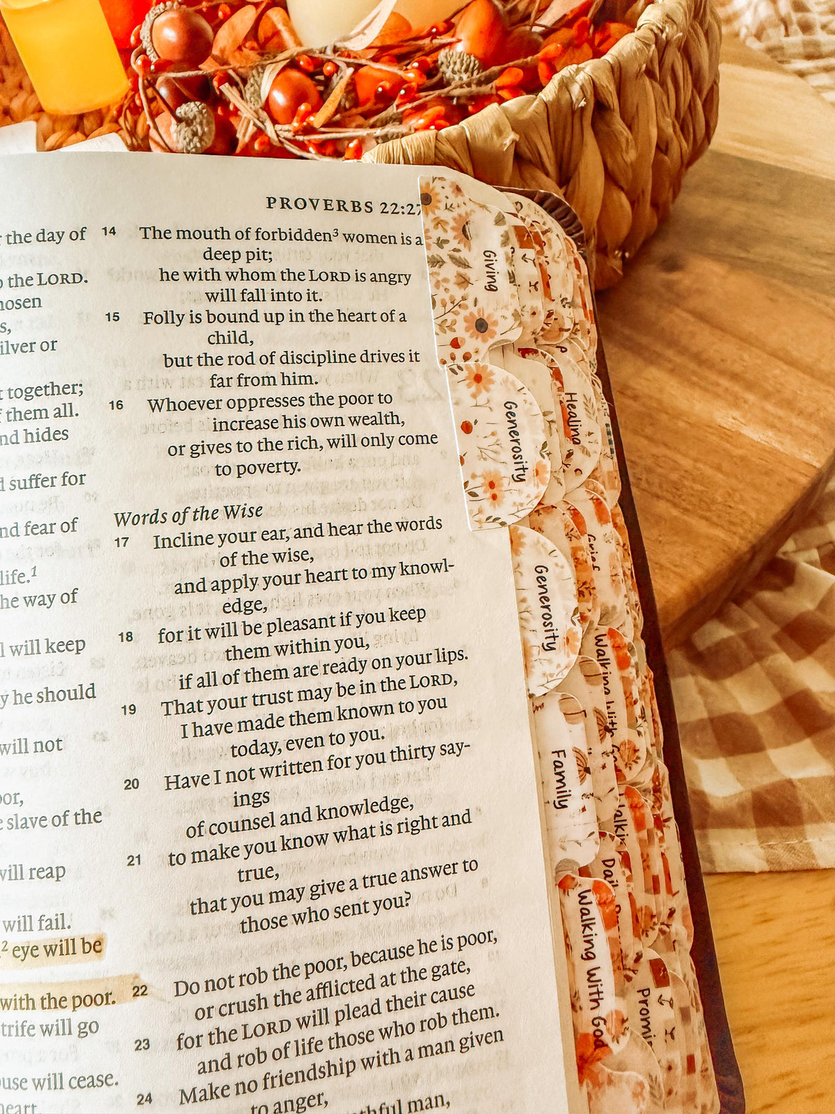 Autumn Prayer Bible Kit Topical Tabs in Boho Neutrals
