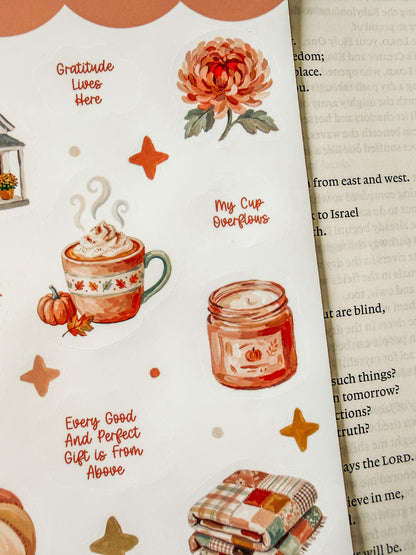 Grateful Heart Fall Faith Bible Journaling Stickers Sheet