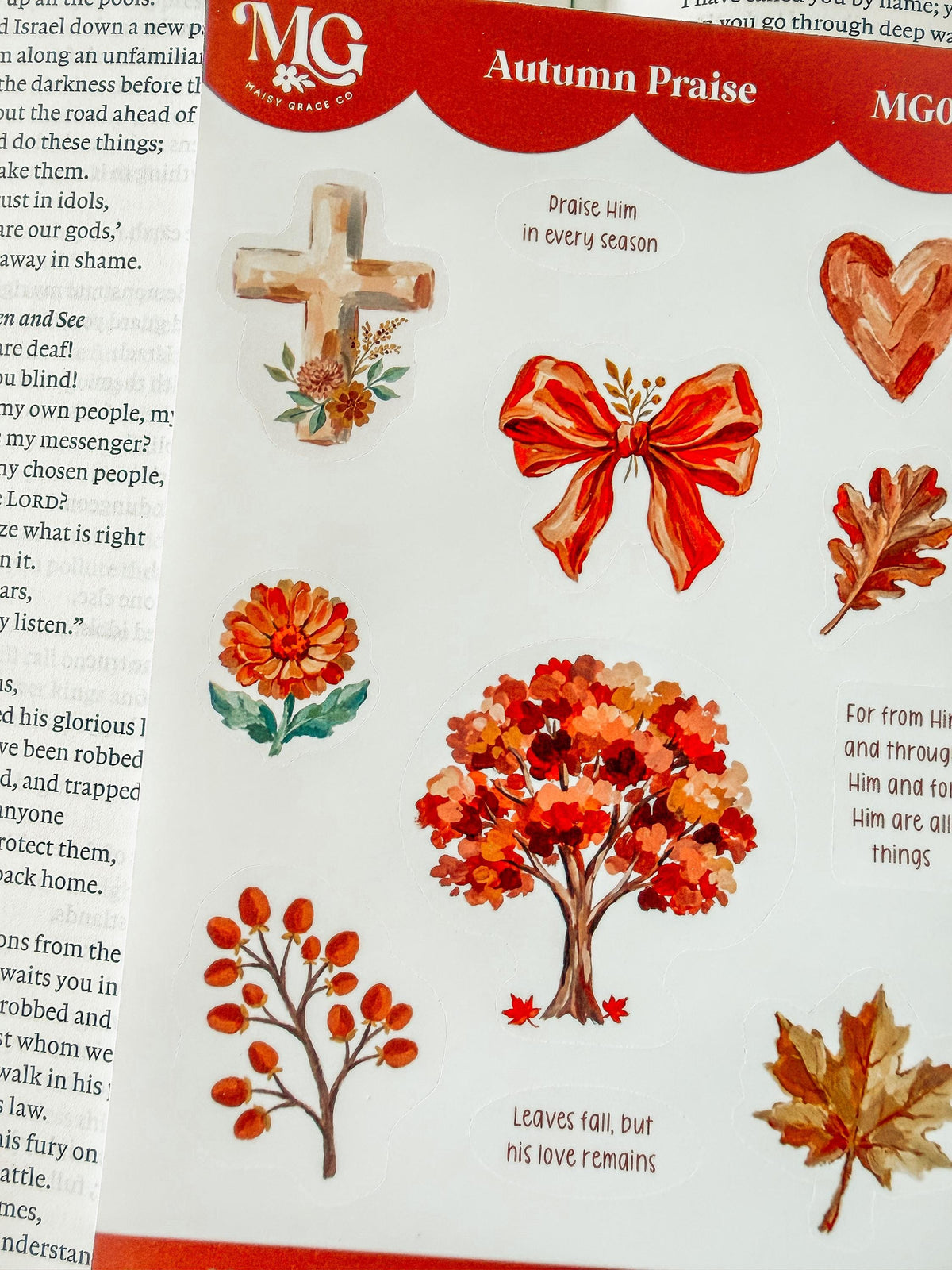 Autumn Praise Fall Faith Bible Journaling Stickers Sheet