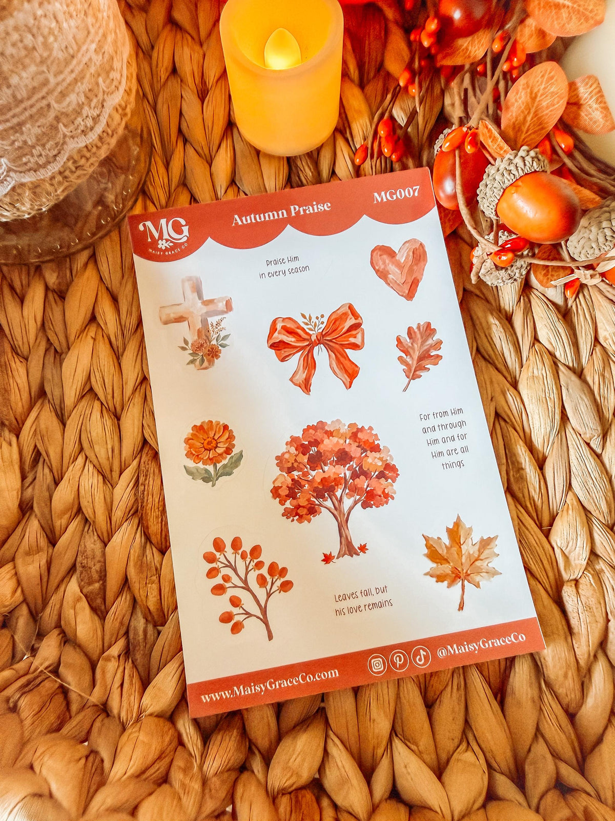 Set of 4 Autumn Fall Faith Bible Journaling Stickers Sheets