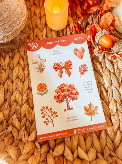 Autumn Praise Fall Faith Bible Journaling Stickers Sheet